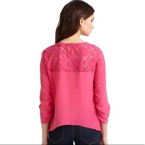 BCBGMaxAzria Tops - BCBG Lilliana Silk Lace Ruffle Blouse Begonia XXS BCBGMaxAzria Tops - BCBG Lilliana Silk Lace Ruffle Blouse Begonia XXS